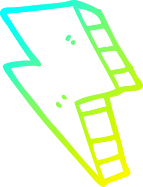 Bir insan tarafından çizilmiş bir çizgi film yıldırımının soğuk gradyan çizimi