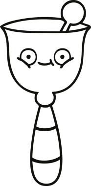 Bir insan tarafından çizilmiş okul çanının çizgi çizimi.