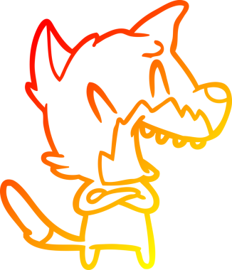 Bir insan tarafından çizilmiş gülen tilki çizgi filmi.