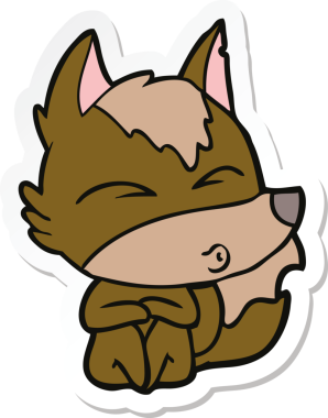 Bir insan tarafından çizilmiş bir kurt çizgi filminin etiketi.