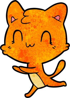 Bir insan tarafından çizilmiş mutlu bir kedi.