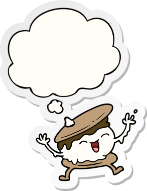 İnsan tarafından çizilmiş bir çıkartma olarak düşünce baloncuğu olan smore çizgi filmi