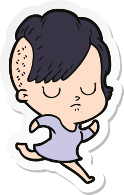 Bir insan tarafından çizilmiş bir karikatür kadının çıkartması.