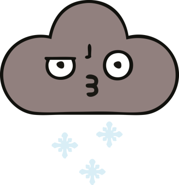 Bir insan tarafından çizilmiş kar bulutunun sevimli karikatürü.