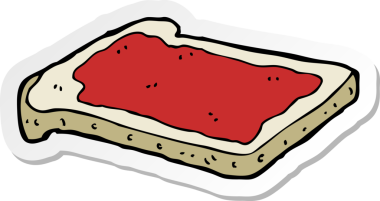 Bir insan tarafından çizilmiş tost üzerine çizgi film reçeli etiketi