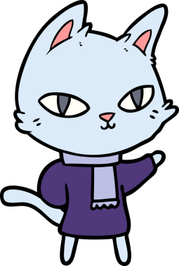 Bir insan tarafından çizilmiş çizgi film kedisi.