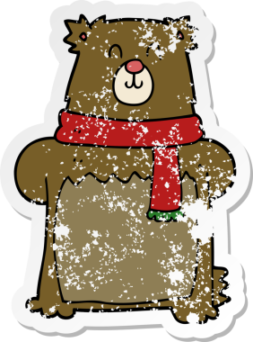 Bir insan tarafından çizilmiş karikatür ayısının sıkıntılı çıkartması.