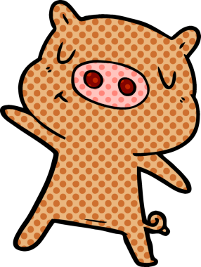 Bir insan tarafından çizilmiş çizgi film içerikli domuz.