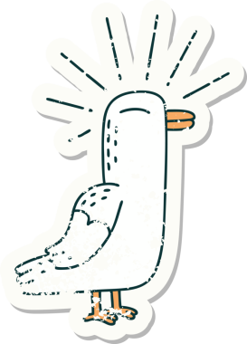 Bir insan tarafından çizilmiş martı dövmesi stili eski bir etiket.