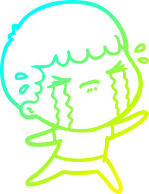 Bir insan tarafından çizilmiş ağlayan bir çizgi film karakteri çizimi.