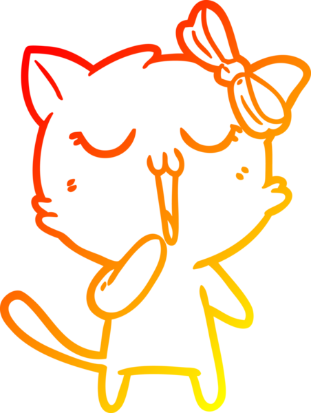 Bir insan tarafından çizilmiş çizgi film kedisinin sıcak çizgi çizimi