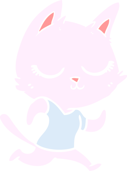 Bir insan tarafından çizilmiş düz renkli çizgi film kedisi