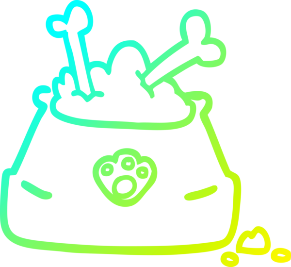 Bir insan tarafından çizilmiş bir evcil hayvan kasesinin soğuk gradyan çizgisi.