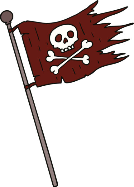 Bir insan tarafından çizilmiş bir korsan bayrağının karalaması.