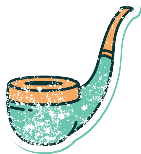 Bir insan tarafından çizilen sigara tiryakisi piposunun sembolik dövmeli görüntüsü