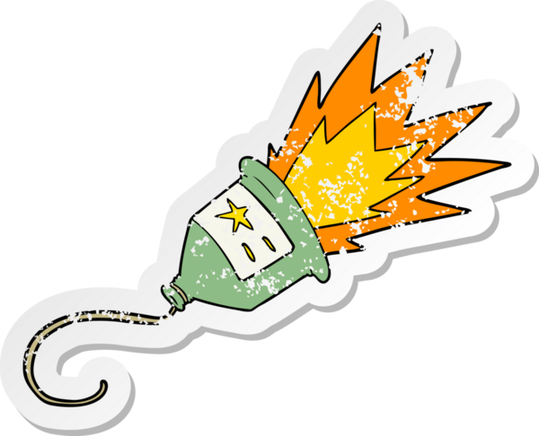 Bir insan tarafından çizilmiş bir parti çizgi filminin sıkıntılı çıkartması.