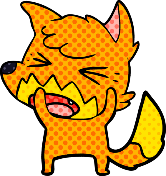 Bir insan tarafından çizilmiş kızgın çizgi film tilkisi.