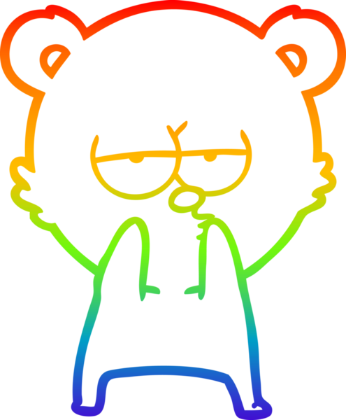 Bir insan tarafından çizilmiş sıkılmış bir ayı çizgi filminin çizimi.