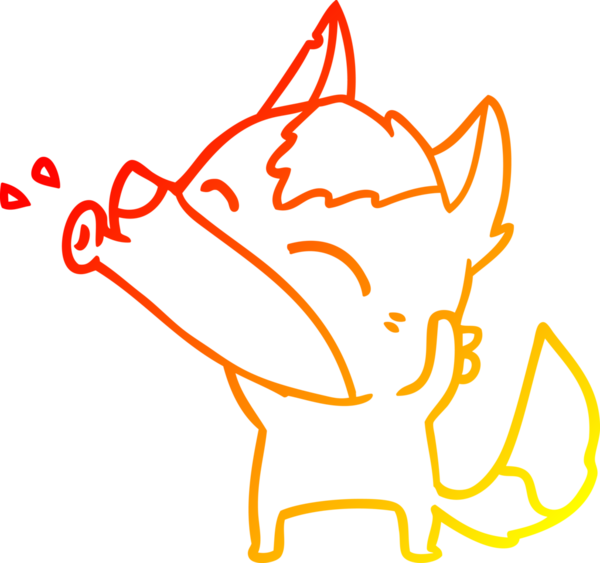 Bir insan tarafından çizilen uluyan kurt çizgi filminin sıcak gradyan çizimi