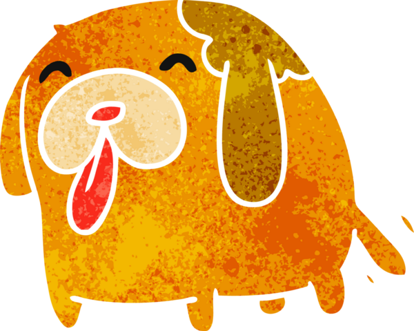 Bir insan tarafından çizilmiş sevimli bir köpeğin eski çizgi film çizimi kawaii