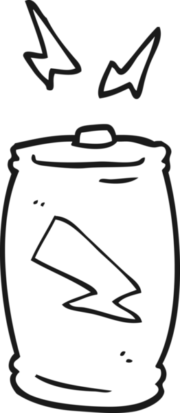 Bir insan tarafından çizilmiş siyah beyaz bir batarya.