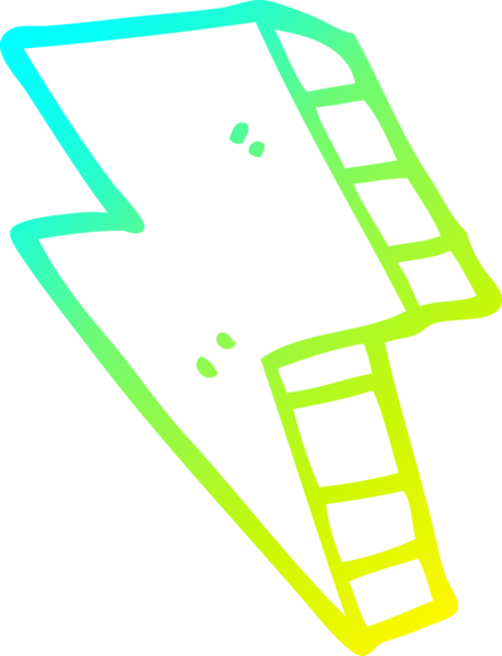 Bir insan tarafından çizilmiş bir çizgi film yıldırımının soğuk gradyan çizimi