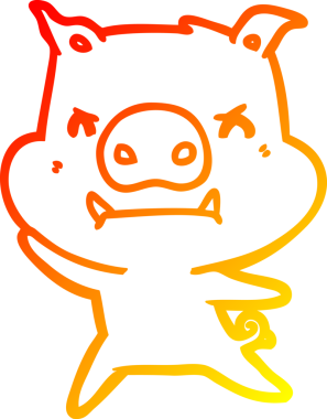 Bir insan tarafından çizilmiş kızgın çizgi film domuzu çizimi.