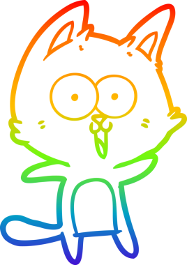 gökkuşağı gradyan çizimi bir insan tarafından çizilmiş komik bir çizgi film kedisi