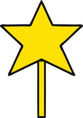 Bir insan tarafından çizilmiş bir yıldız asası karikatürü.