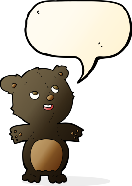 çizgi film mutlu küçük siyah ayı konuşma balonu bir insan tarafından çizilmiş