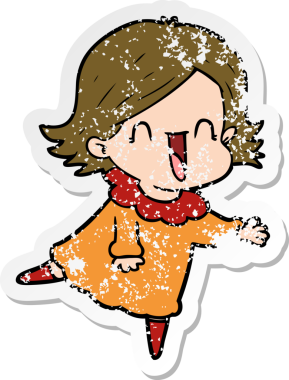 Bir insan tarafından çizilmiş mutlu bir karikatür çıkartması.