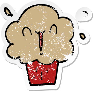 Bir insan tarafından çizilmiş karikatür kekinin sıkıntılı çıkartması.