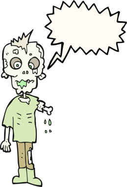 Bir insan tarafından çizilmiş serbest konuşma balonu çizgi filmi zombisi