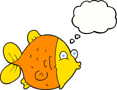 Serbest çizim düşünce balonu karikatürü Bir insan tarafından çizilmiş komik balık