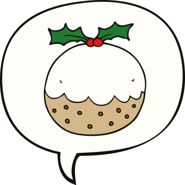 Bir insan tarafından çizilmiş konuşma balonlu puding.