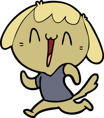 Bir insan tarafından çizilmiş şirin bir çizgi film köpeği.