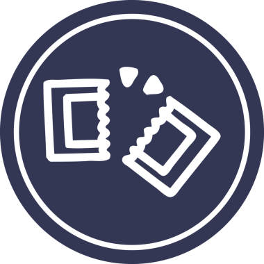 bir insan tarafından çizilmiş film bileti dairesel simgesi