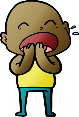 Bir insan tarafından çizilmiş kel adam diye bağıran çizgi film.