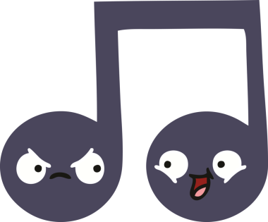 Bir insan tarafından çizilmiş bir notanın düz renkli retro karikatürü