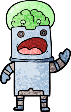 Bir insan tarafından çizilmiş çizgi film robotu