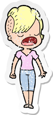 Bir insan tarafından çizilmiş havalı bir hippi kızın karikatür çıkartması.