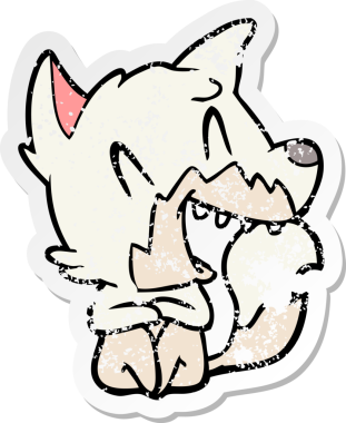 Bir insan tarafından çizilmiş gülen tilki çizgi filminin sıkıntılı çıkartması.