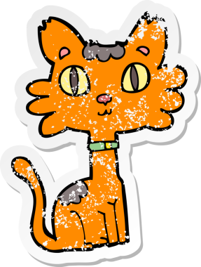 Bir insan tarafından çizilmiş karikatür bir kedinin sıkıntılı çıkartması.