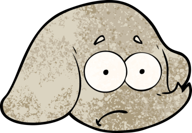 Bir insan tarafından çizilmiş bir fil yüzü.