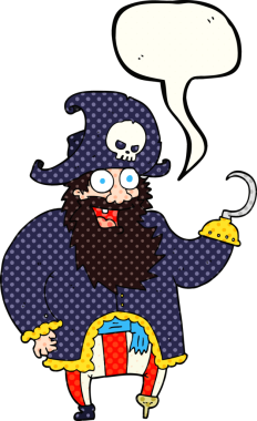 Bir insan tarafından çizilmiş karikatür karikatürü korsan kaptanı.