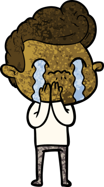 Bir insan tarafından çizilmiş ağlayan çizgi film adamı.