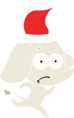 Bir insan tarafından çizilmiş Noel Baba şapkasıyla kaçan belirsiz bir filin el çizimi.