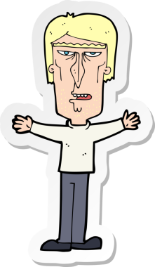 Bir insan tarafından çizilmiş kızgın bir adamın çıkartması.