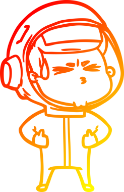 Bir çizgi film karakteri, bir insan tarafından çizilmiş astronot çizimi.