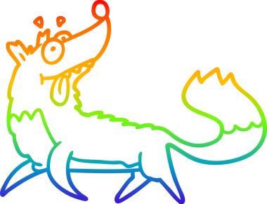 Gökkuşağı gradyan çizgisi insan tarafından çizilmiş aç bir kurt çizgi.